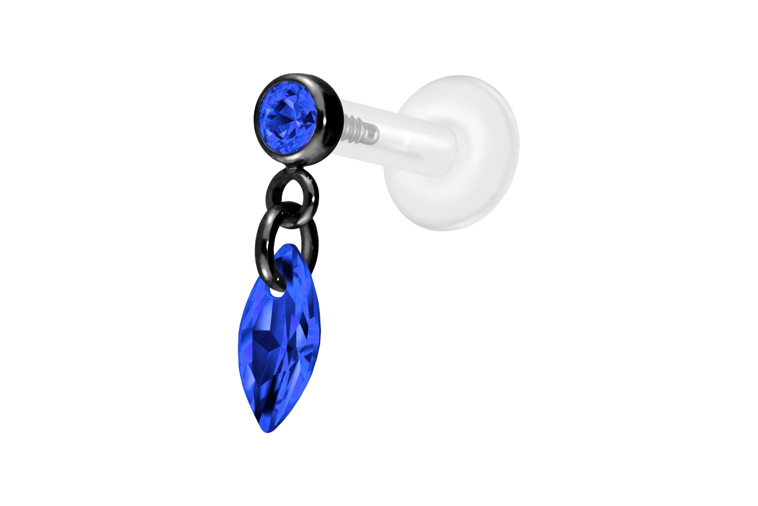 PTFE Labret Piercing mit Innengewinde + Titan-Aufsatz KRISTALLOVAL